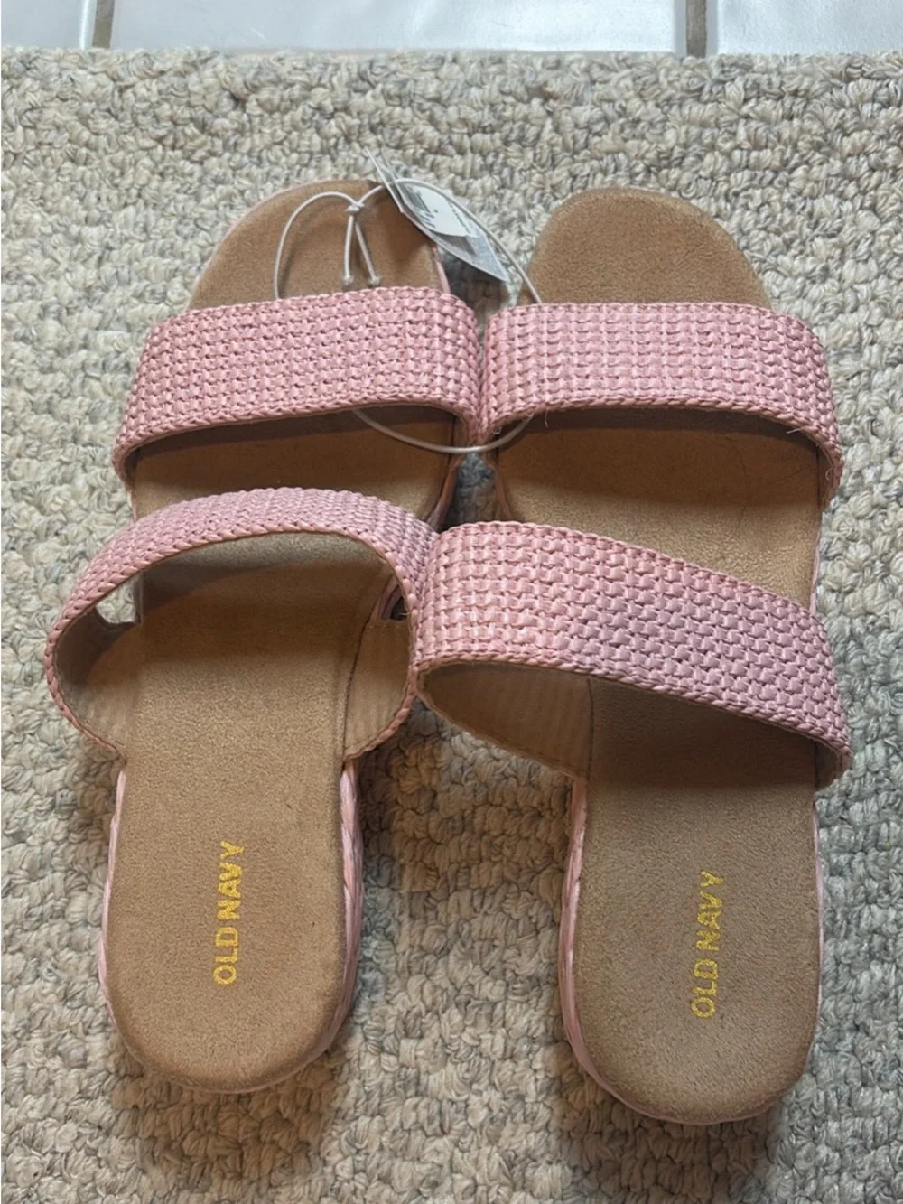 Old Navy Pink Woven Double-Strap Espadrille Slides